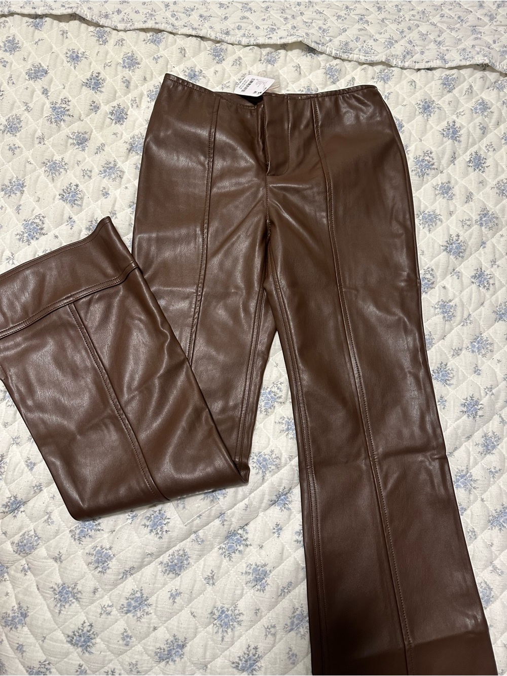 Free people Brown Faux Leather Pants